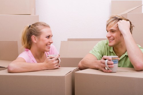 Flat removal team preparing a move in an Ilford apartment building