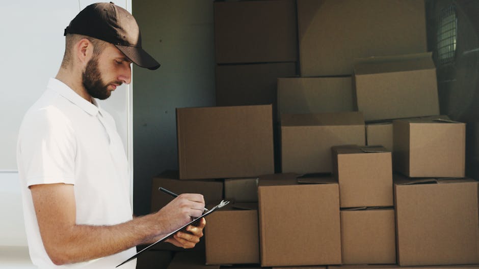 A person wearing a beige long-sleeve shirt is holding a coiled measuring tape, preparing to measure a piece of furniture or packaging material in a home environment. The scene is set indoors, with a metal faucet visible on the left side of the image, suggesting proximity to a sink or kitchen area. The background is blurred but includes various cardboard boxes and packing supplies, indicating an ongoing packing or moving process as part of home relocation or furniture transport. The lighting is natural or well-lit, highlighting the hands and the tools used in the packing or loading process. This visual relates to professional removals services provided by Removals Ilford, focused on careful packing, measuring, and preparing items for safe transit during house moves, in line with the topic of avoiding hidden removal fees in Ilford.